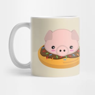 Cute Kawaii Piggy Pig with a Chocolate Donut Kid Design Mug